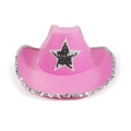 Pink western cowboy hat with silver sequined star and sparkling sequined brim detail - Pink with Sequin Star