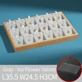Bamboo wood 18-grid jewelry tray with grey velvet lining and transparent dust cover - 18 Grids / Grey (Ice Flower Velvet)