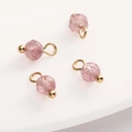 Polished 4mm strawberry crystal quartz charms with gold plating for DIY jewelry making - 4mm (5 Pcs/Pack) / Strawberry Quartz