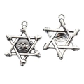 Vintage silver Eye of Horus and bone hexagram charm pendant for DIY jewelry - Bone Hexagram All-seeing Eye(A4-153)