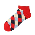 Chaussettes courtes en coton à motif losanges rouge, bleu marine et bleu clair - 36-44 / Argyle Rouge et Bleu