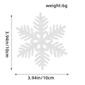 Sparkling white 10cm snowflake ornament with glitter finish and size measurements - 12Pcs/Pack / White Style B