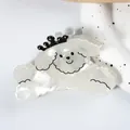 Cute pearl white acetic acid hair claw clip featuring a cartoon dog with a black crown - Black Crown