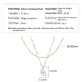 S925 sterling silver necklace featuring a 7-8mm oval natural freshwater pearl pendant - Layered Baroque / K Yellow Gold