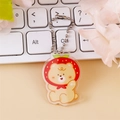 Cute cream yellow bear acrylic keychain with strawberry hat and silver bead chain - Strawberry Bear