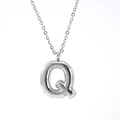 Chubby silver bubble letter Q pendant necklace in polished stainless steel for women - Steel Color Letter Q