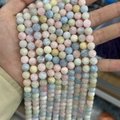 Fili di perle tonde in morganite naturale e berillo dai colori pastello tenui - Prezzo per Filo Singolo / Grado A 8mm (Circa 45 Perline/Filo)