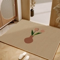 Felpudo beige de TPR con jarrón marrón y diseño de tulipanes rosas para entrada de casa - 40*60cm / Florero