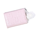 Portafoglio rosa in pelle PU con rilievo a coniglio e portachiavi a pompon bianco - Rosa