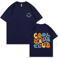 T-shirt bleu marine oversize avec imprimé Cool Dads Club vue avant et arrière - XS / Bleu Marine (Style COOL DADS CLUB)