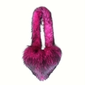 Faux raccoon fur heart-shaped handbag in vibrant rose pink with black gradient tips - Rose Pink