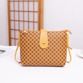 Vintage yellow printed bucket shoulder bag with faux leather buckle and slim strap - Yellow