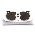 Cute panda cartoon sunglasses pouch in white PU leather with gold metal snap button - Panda Glasses Case