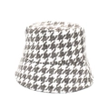 Dettaglio ravvicinato della trama intrecciata marrone e del motivo pied de poule del cappello - M (56-58cm) / Grigio