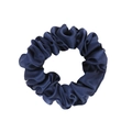 Premium dark blue 19mm mulberry silk scrunchie with a glossy satin finish and soft texture - 3.5cm/19 Momme / Deep Sea Blue