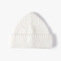Weiße Strickmütze für Damen mit dickem Umschlag und warmer, gerippter Textur für Winter - Einheitsgröße / Weiß