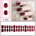 30pcs deep burgundy cat eye press-on nails with sparkling glitter finish and square shape - Deep Wine Red Cat Eye Magnetic Shimmer (Y-323)