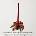 Red Christmas bell ornament with velvet ribbon, pine needles, and golden glitter bow - Acorn Decoration Style