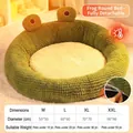 Groene kikker pluche hondenmand in diverse maten met afneembare hoes met rits - 2XL (Diameter 90cm) / Afneembare Stijl