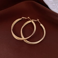 Vintage style gold multi-layered textured hoop earrings on brown silk backdrop - 65# Silver Earring Post - Gold - Real Gold Plated - Multi-layer 3D Hoop