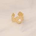 Detail of gold flower shaped open ring with a central white pearl on marble background - Flower Petal Pearl Style (2#)