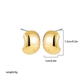 Polished 18K gold-plated C-shaped chunky hoop earrings with high mirror finish - Minimalist Large C Stud Earrings (22265_19)