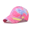 Pink marble tie-dye baseball cap with curved brim and gradient canvas pattern - Adjustable / Pink