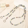 Iridescent beaded crossbody phone strap with silver spring rings on white fabric - 120cm Crossbody / Colorful Crystal (K2140)