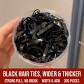 300 elastici per capelli neri usa e getta spessi 0,4 cm ad alta elasticità in barattolo - Barattolo / Nero Allargato e Ispessito (0.4CM/300 Pezzi)