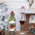 Linen Christmas wine bottle cover featuring Santa Claus design on green burlap - Hemp Fabric / Santa Claus