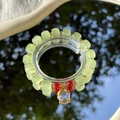 Exquisite light green beaded bracelet with golden spacers and rainbow moonstone pendant - S047-firefly Green Bead Bracelet #sz332