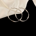 Detail of large silver hoop earrings with twisted metal texture on white silk fabric - Style(46#) / Large / Silver