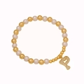 Beaded bracelet with white pearls, gold beads, and a heart-shaped letter P charm - Letter P