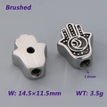 Brushed stainless steel Hamsa hand spacer beads for DIY jewelry making and bracelets - Brushed Style (KLJ9064-KJX)