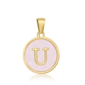Pendentif en or 18k avec incrustation en nacre rose et lettre U en relief doré - U-Coquille Rose