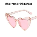 Rosafarbene Herz-Sonnenbrille mit Glitzerrahmen und rosa Gläsern für Damen - Rosa Rahmen / Rosa Gläser