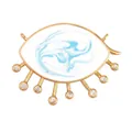 Gold-plated copper evil eye charm with blue enamel detail and small white zircons - Aqua Blue Texture Eye M9168641-Aqua Bl
