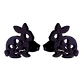 Unique black hollow bunny stud earrings in minimalist animal silhouette style for women - Black