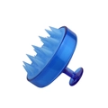 Deep blue silicone scalp massager brush with handle for deep cleaning and hair washing - Transparent Blue