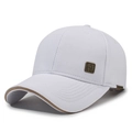 Berretto da baseball in mesh bianco con placca in metallo bronzo e bordo marrone - Regolabile / Bianco