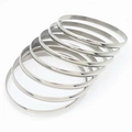 Set of 7 minimalist polished silver stainless steel bangles with mirror finish - Inner Diameter 55mm / Steel Color (7 Rings)