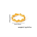 Detailed size chart showing gold titanium ring dimensions 0.5cm width and 2.1g weight - Adjustable Open / Beaded Wave Open Ring (TYGR0192)