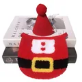 Christmas pet Santa bib and hat set with plush red fabric and gold buckle detail - Red Christmas Hat + Bib Set