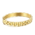 Pulsera de eslabones dorada de acero con textura de ondas y cierre de presión seguro - Dorado