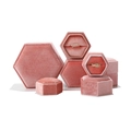 Pink hexagonal velvet jewelry box for ring storage with soft texture display - Small Ring Box (For Stud Earrings) / Pink