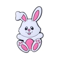 Cute cartoon white rabbit silicone bead with pink details for DIY jewelry making - Cartoon Rabbit