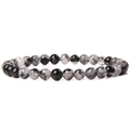 6mm natural rutilated black quartz elastic bead bracelet with tourmaline needles - Black Rutilated Quartz