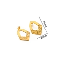Golden geometric pentagon earring component with hammered texture and 29x22mm dimensions - 22x29mm Half-Embossed Polygon Teardrop Studs / Gold