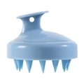 Ergonomic light blue silicone scalp massage brush with soft tapered bristles and hanging hole - Normal Blue