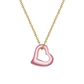 Bohemian style necklace with gold chain and pink heart pendant on white background - Pink Shell 14K Gold Plated Approx. 2.3g